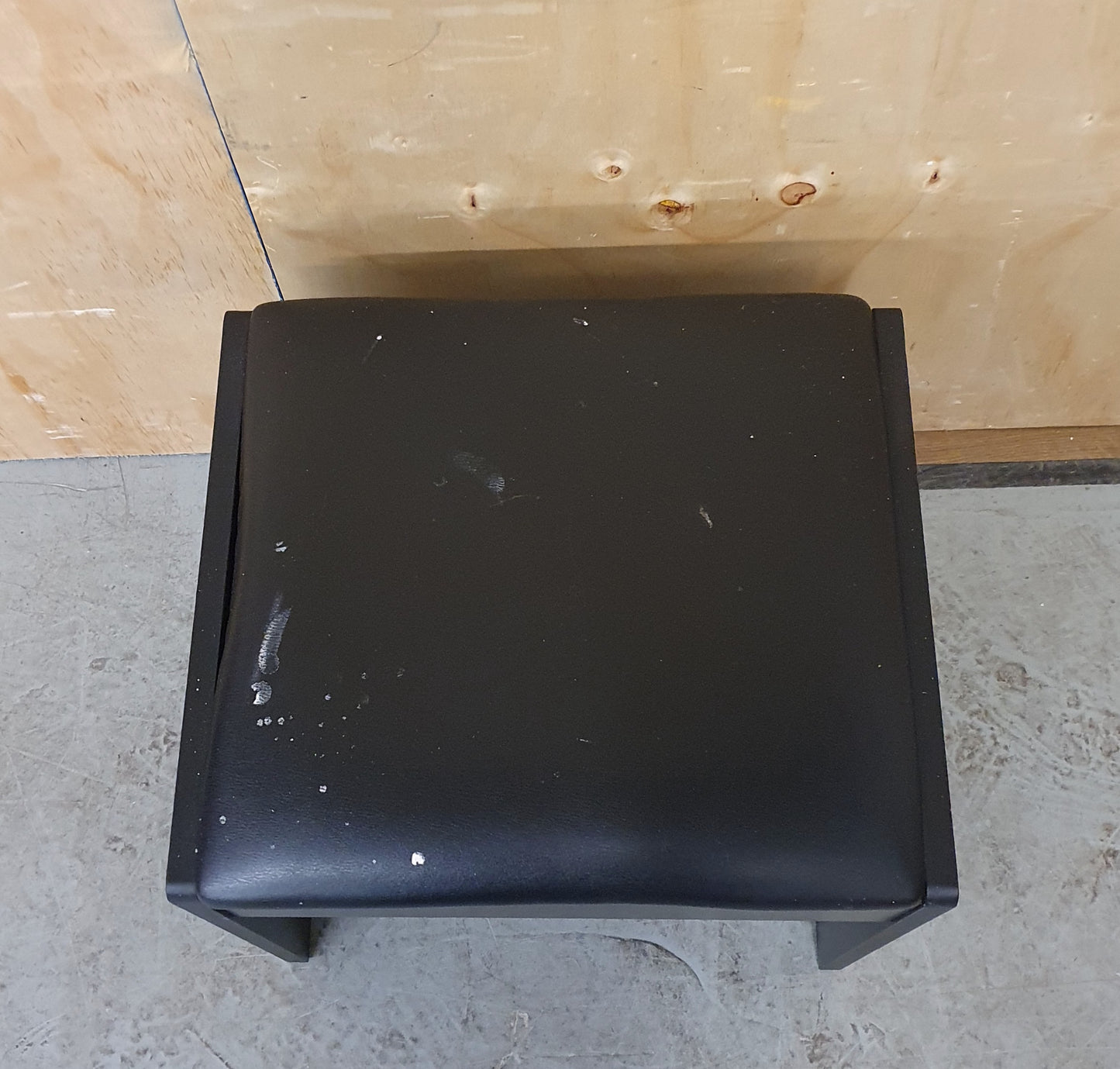 Black Wood Frame Footstool with Faux Leather Black Seat - EL104015
