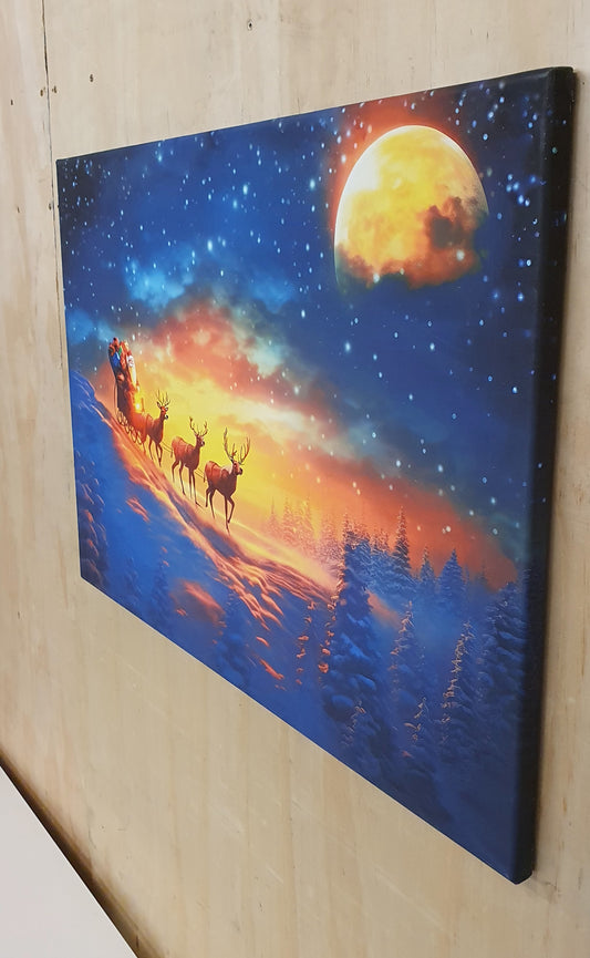 Santa and Reindeers Art Canvas Print - 060225-04