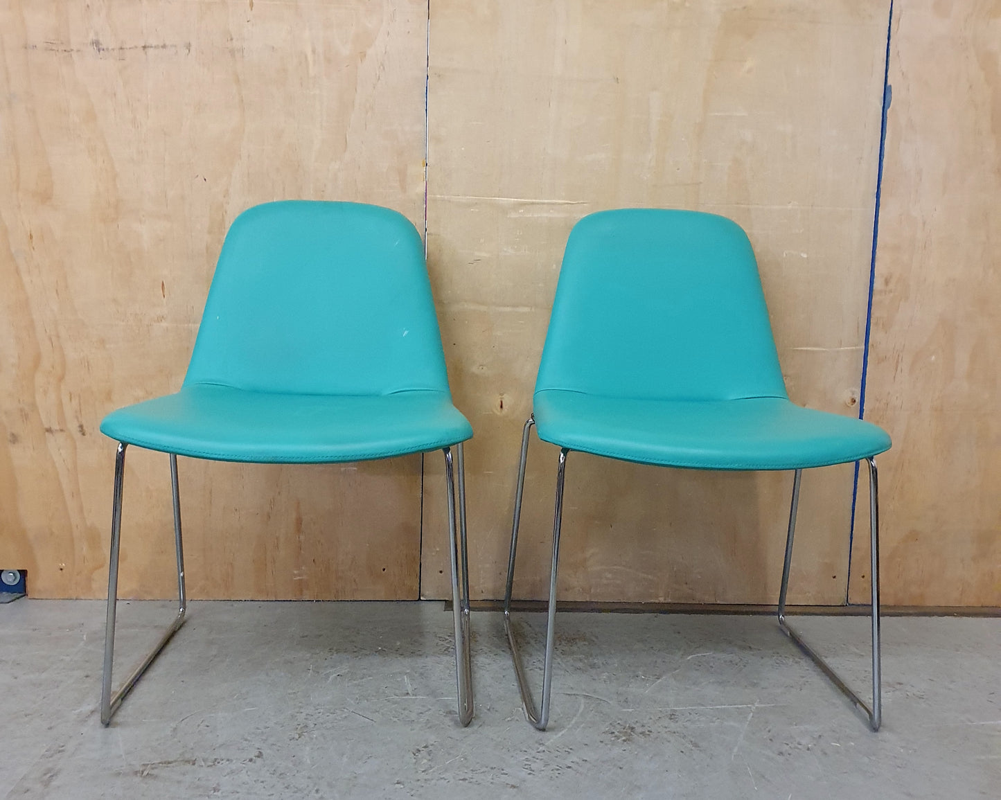 HITCHMYLIUS 2 Matching Turquois Soft Leather Chairs - EL104088 / EL104099