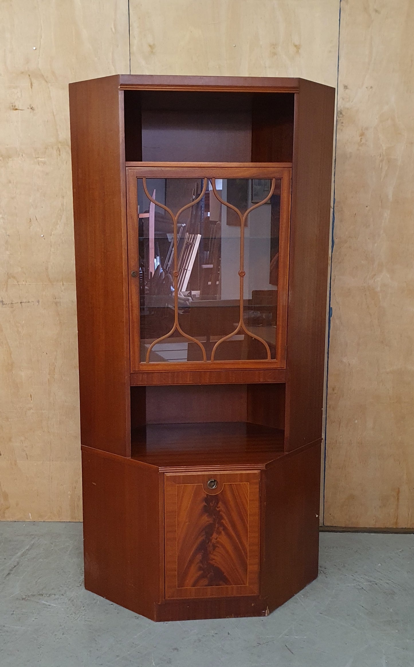 A.H. McIntosh & Co Large 2 Tier Glass Cabinet with Glass Shelves -104274