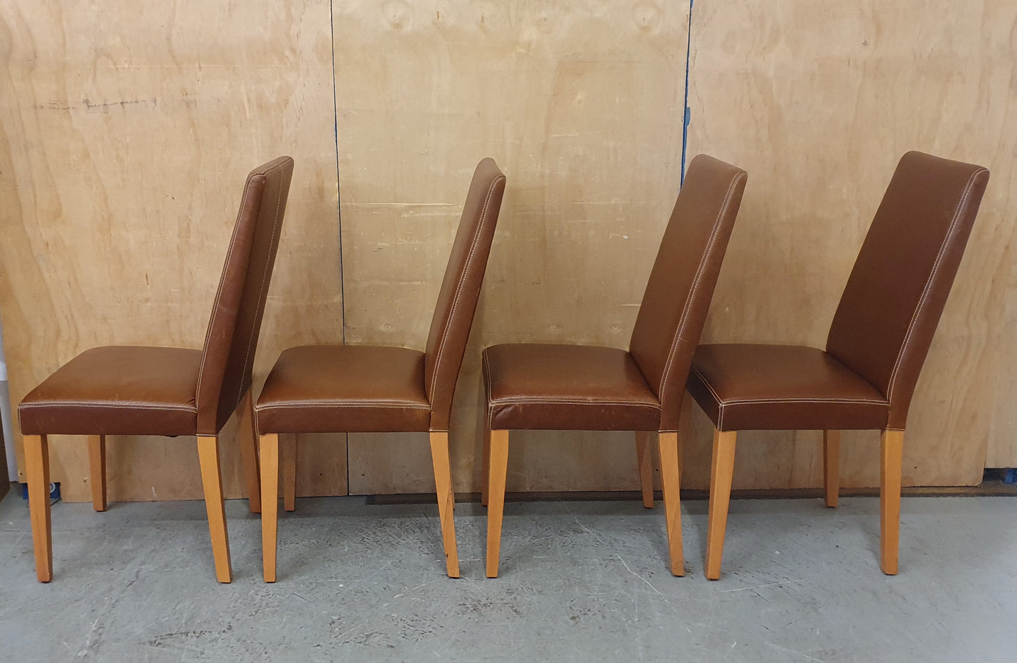 4 Matching Brown Leather Dining Chairs - EL104505 / EL104506 / EL104507 / EL104508