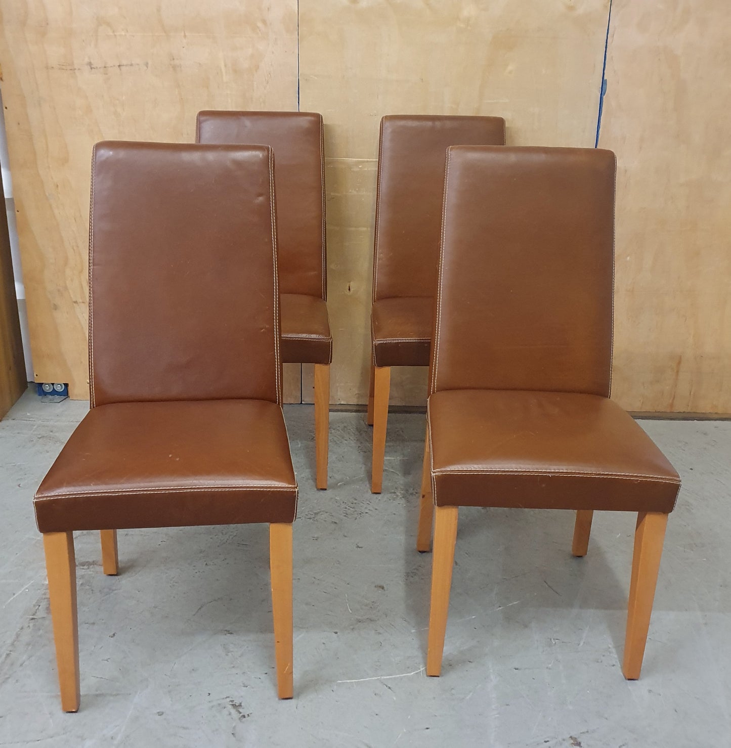 4 Matching Brown Leather Dining Chairs - EL104505 / EL104506 / EL104507 / EL104508