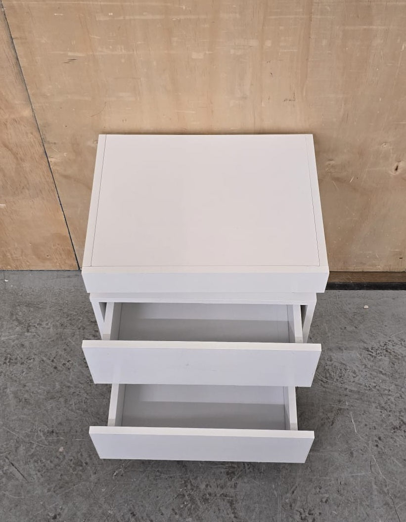 Single White Bedside Cabinet with 2 Drawers and Top Open Section - 104616