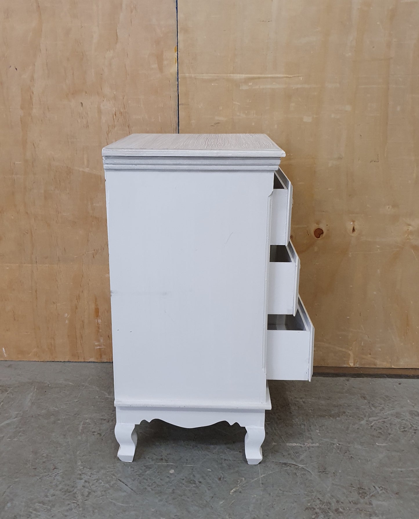 Grey 3 Drawer Bedside Cabinet with Heart Shaped Handles - 104617
