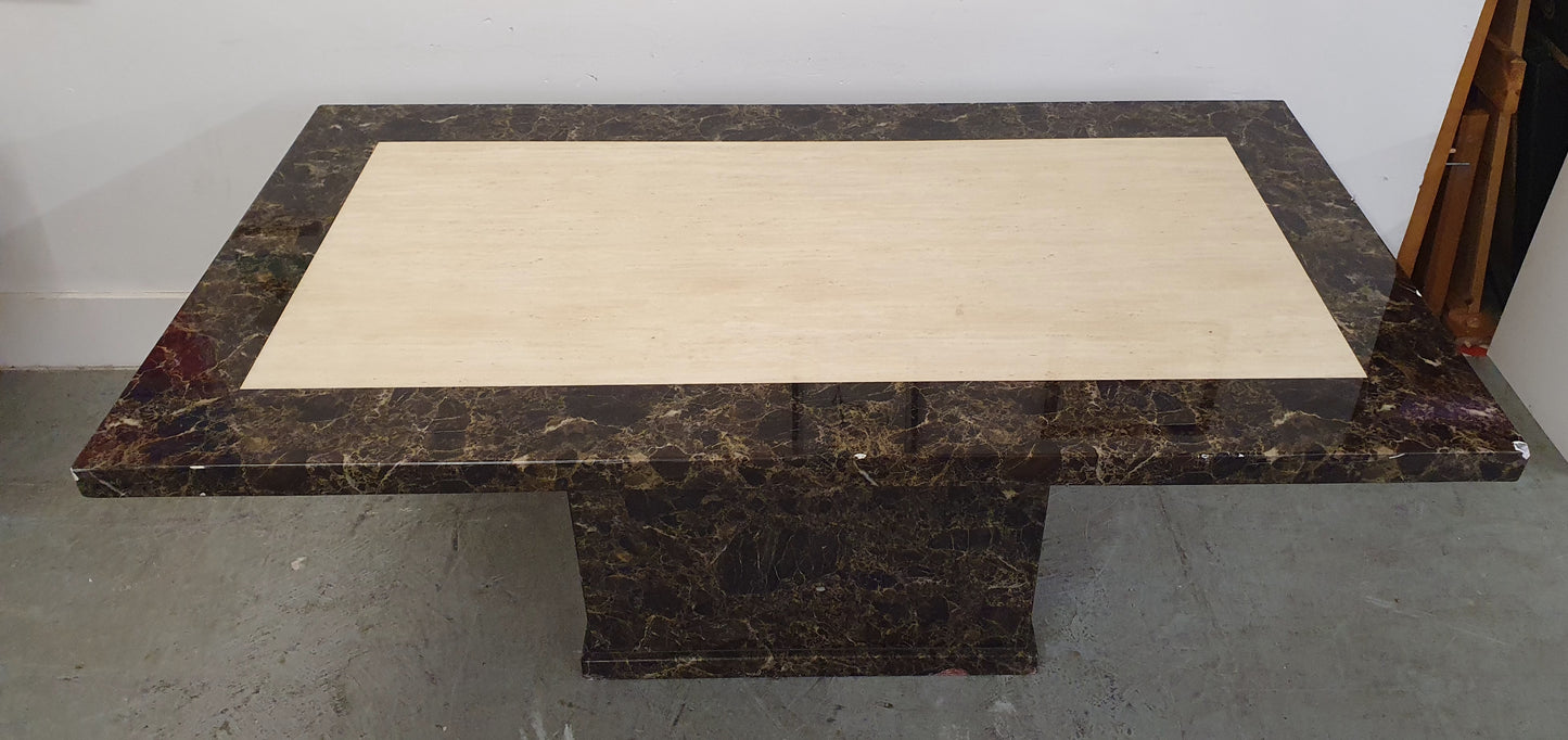 Large Heavy Brown Faux Marble Dining Table - 104429