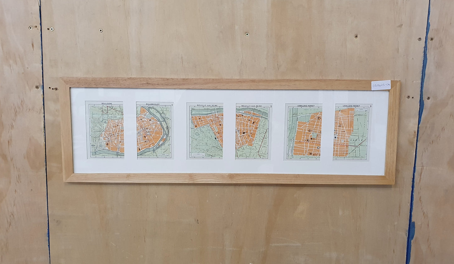 French Map in Wooden Frame - 050425-04