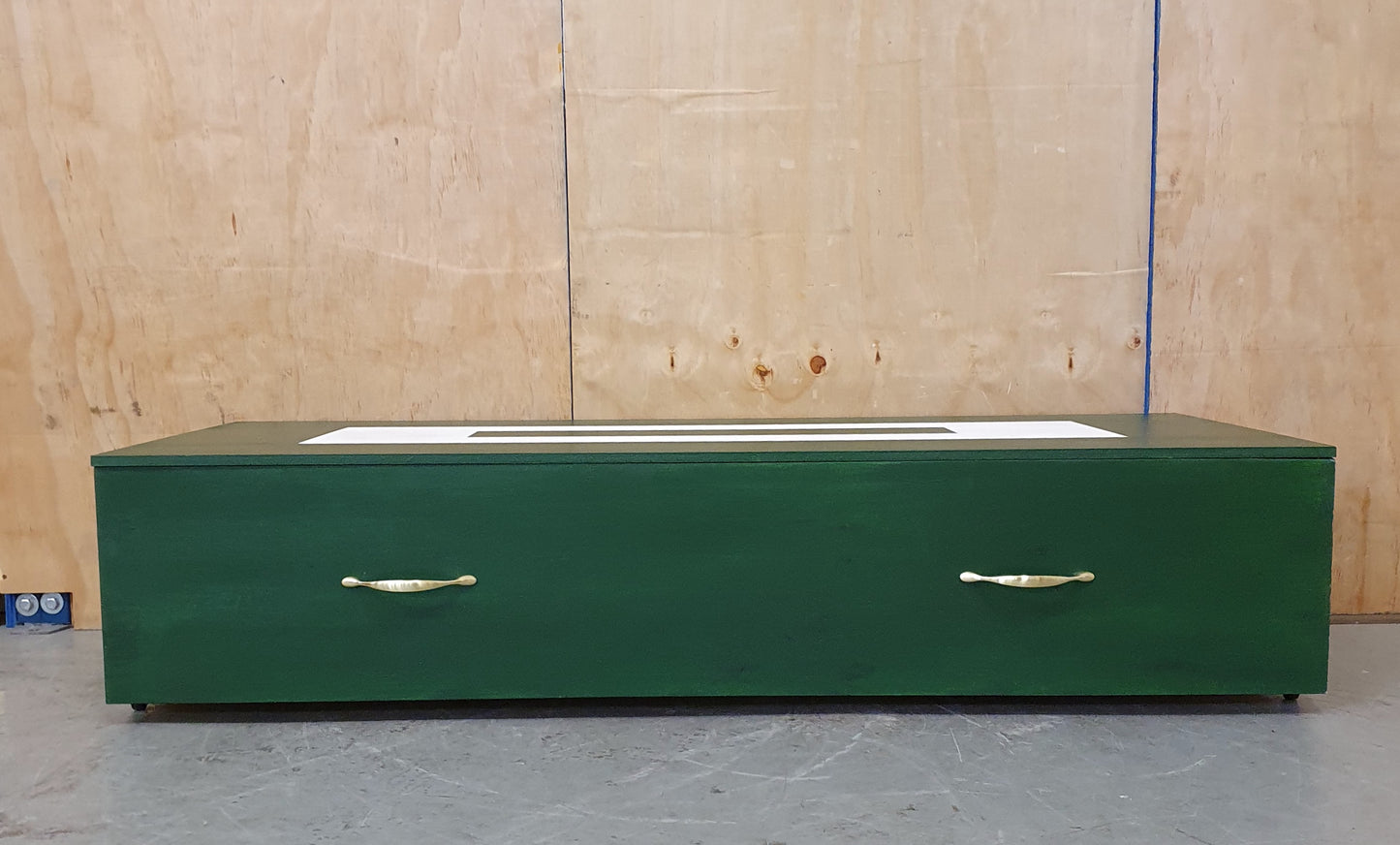 Dark Green Wooden Storage Trunk/Box with Removable Lid and Castor Wheels - 010525-02