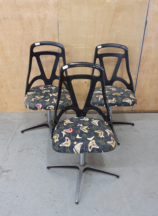 3 Matching Mid Century Chromecraft Swivel Dining Chairs - EL101292 / EL101293 / EL101294