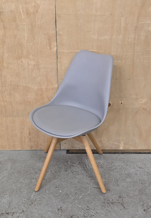 Single Grey Chair with Cushioned Seat and Wooden Legs - 104762
