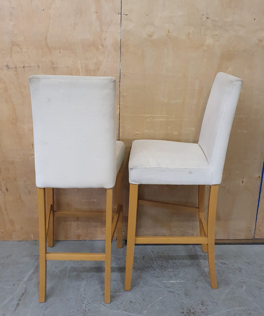 2 Matching Cream Fabric Covered Bar Stools - EL104227 / EL104228
