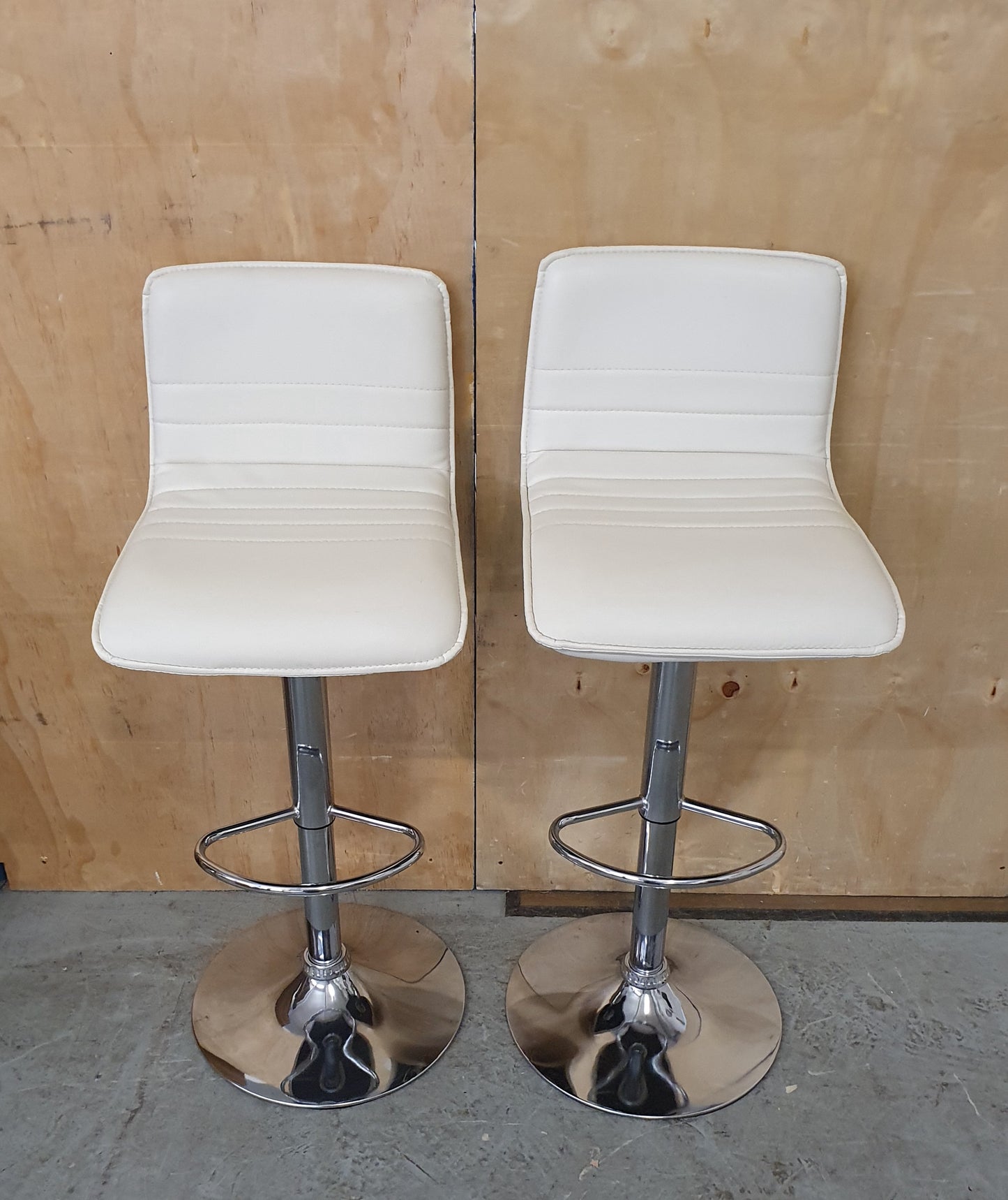 2 Matching Cream Faux Leather Height Adjustable Bar Stools - EL104575 / EL104576