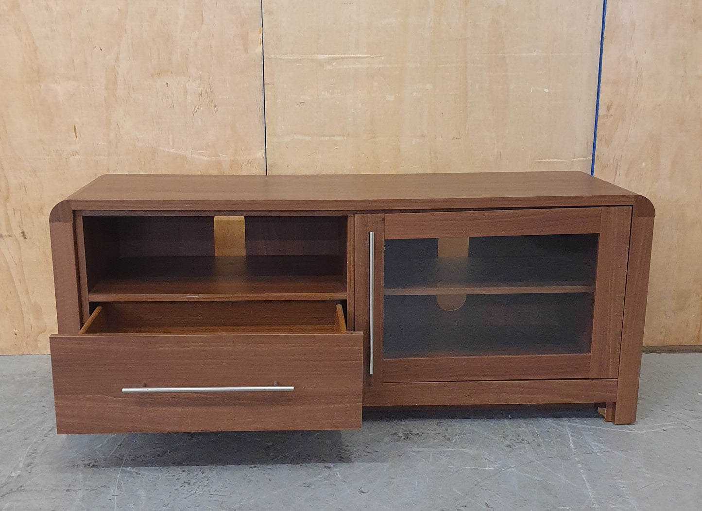 Large Heavy Duty Wooden TV Stand with 1 Glass Door and 1 Drawer - EL104356