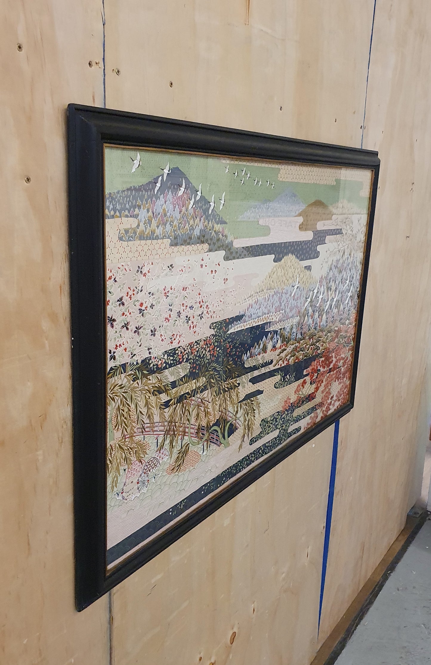 Large Japanese Inspired Print in Black Wood Frame - EL104246