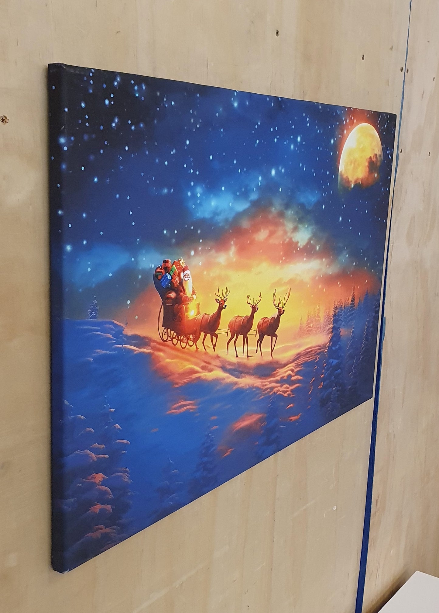 Santa and Reindeers Art Canvas Print - 060225-04