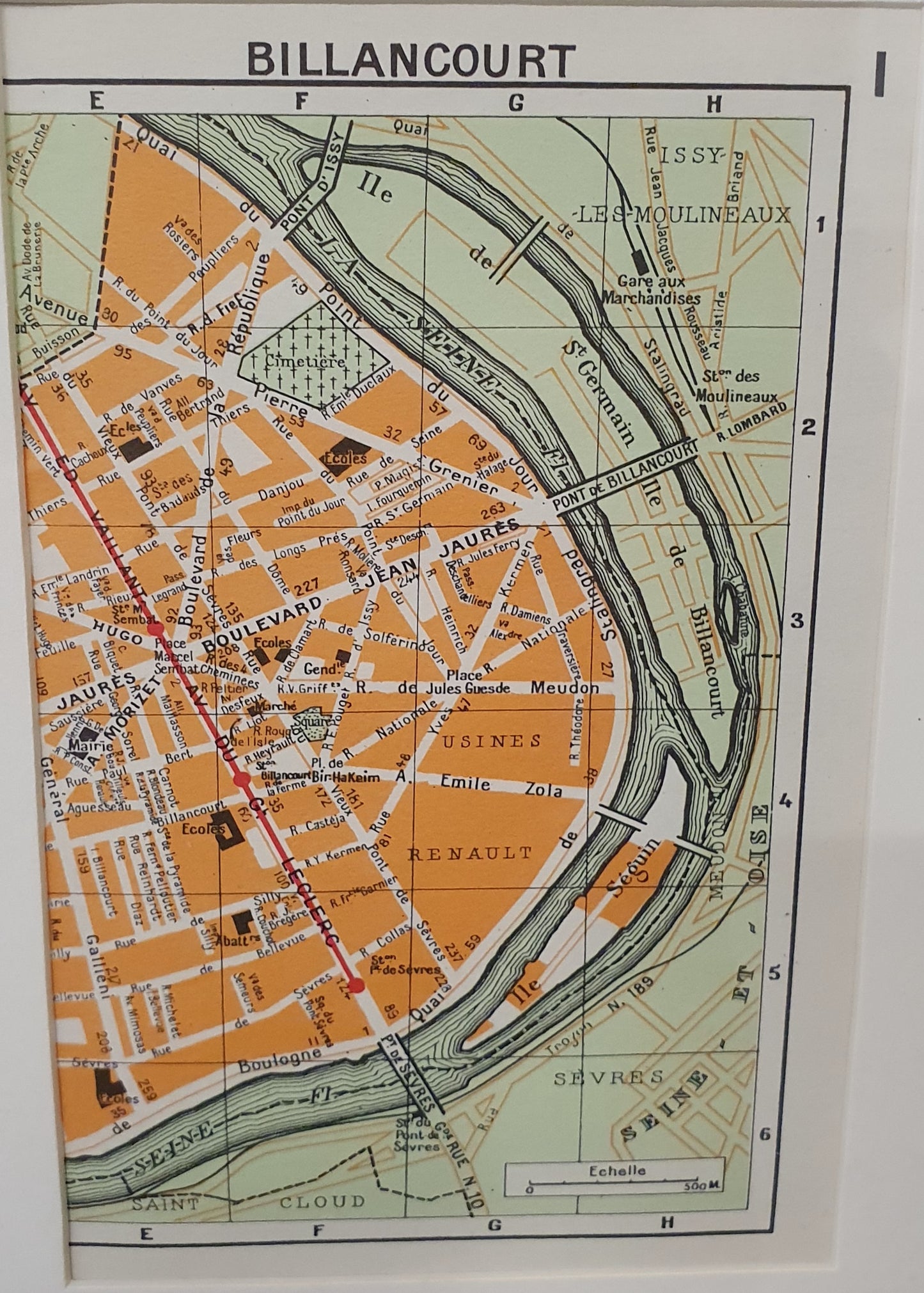 French Map in Wooden Frame - 050425-04