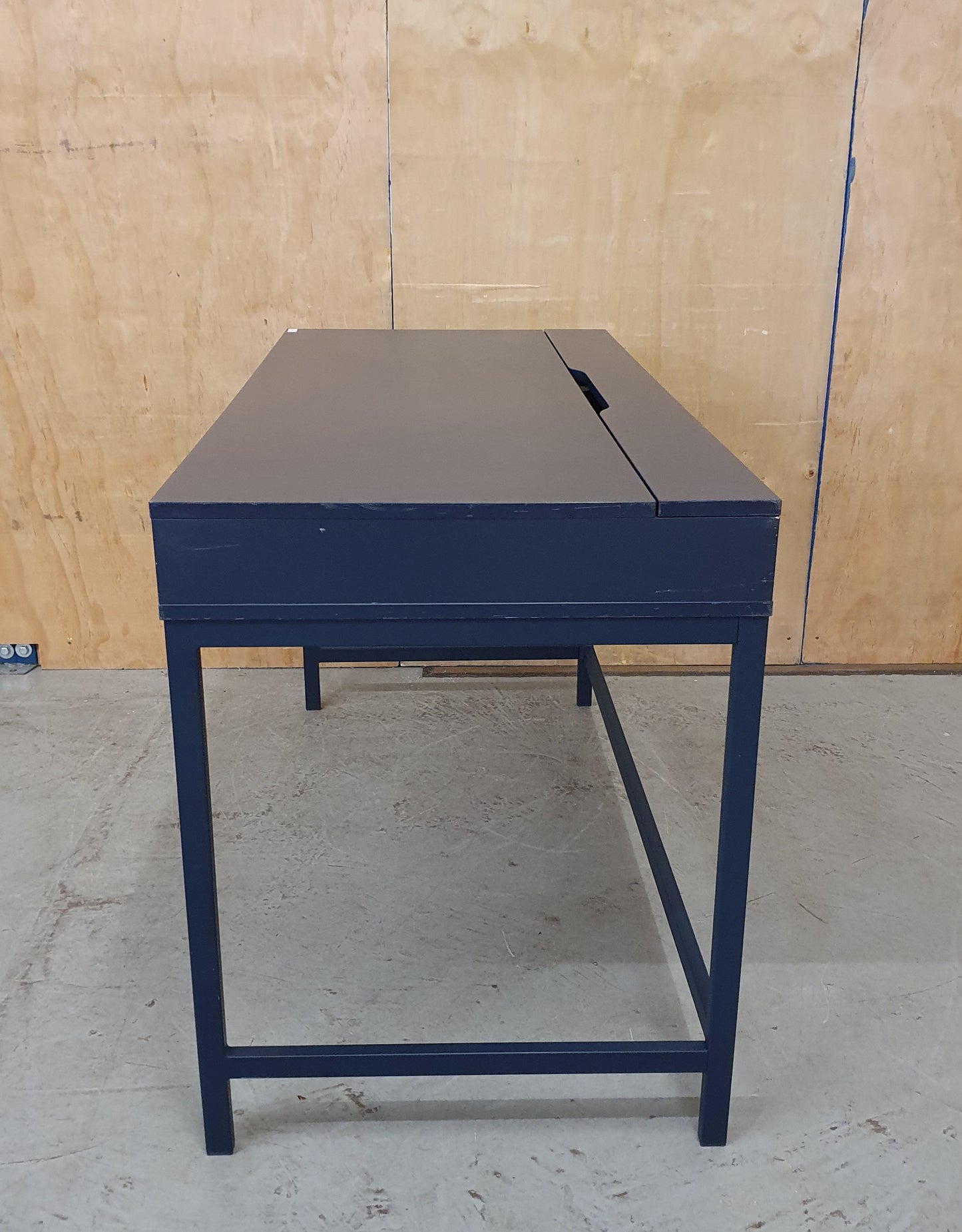IKEA ALEX Navy Blue Desk with Back Panel Section and 2 Drawers - 103908