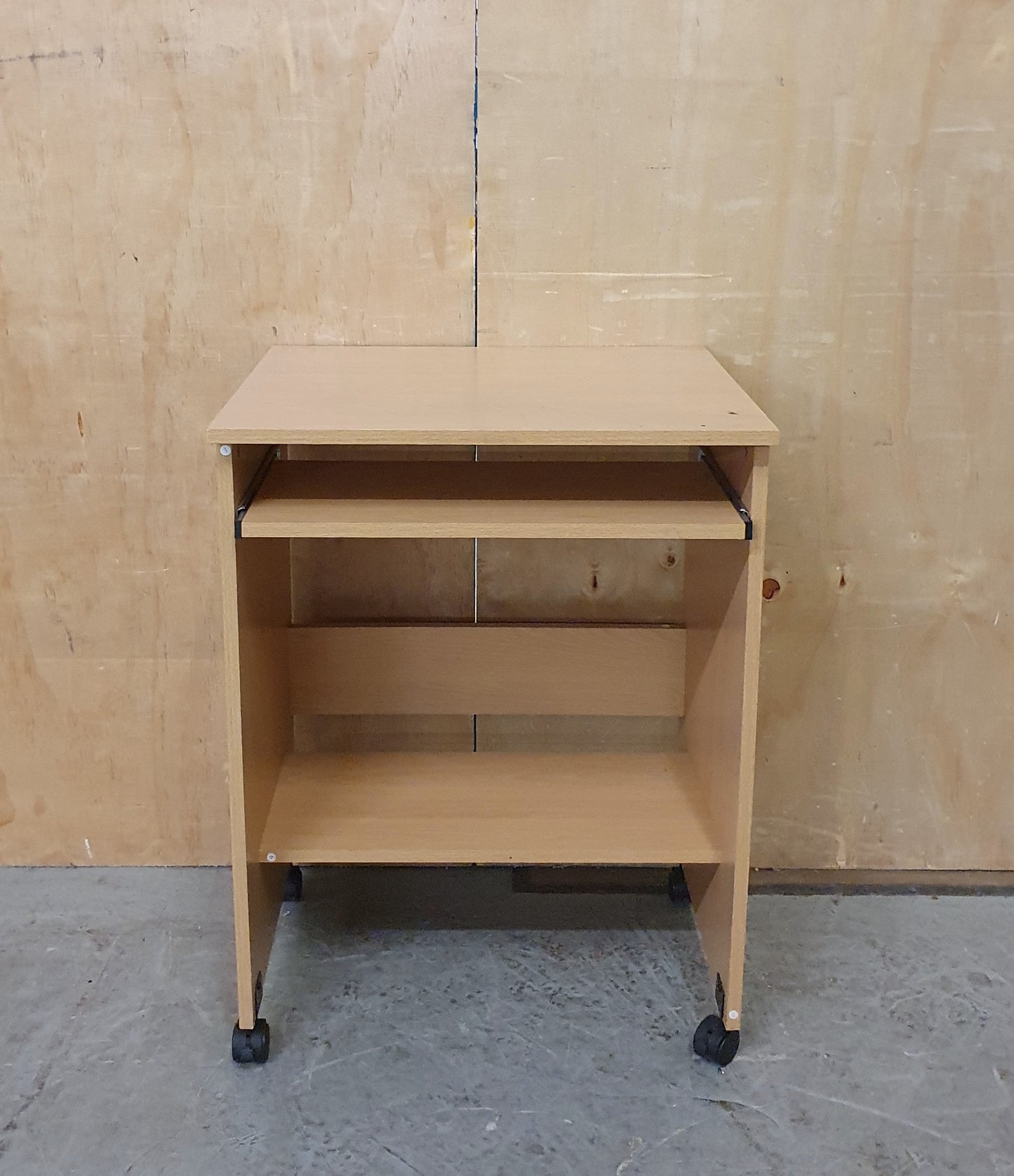 Small Wood Desk with Pull Out Shelf and Lower Shelf - EL104647