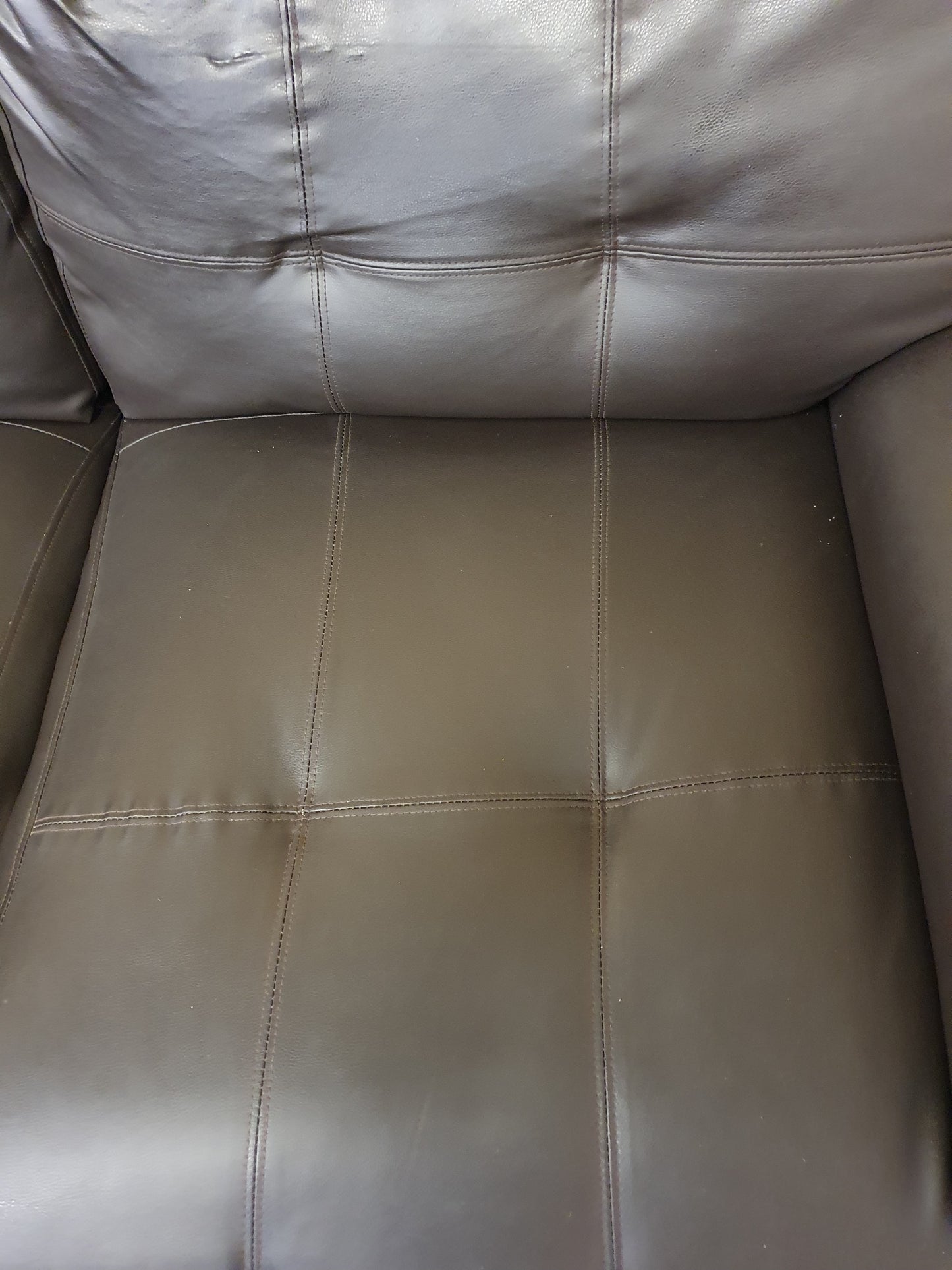 Dark Brown Faux Leather 2 Seater Sofa - 040725-14