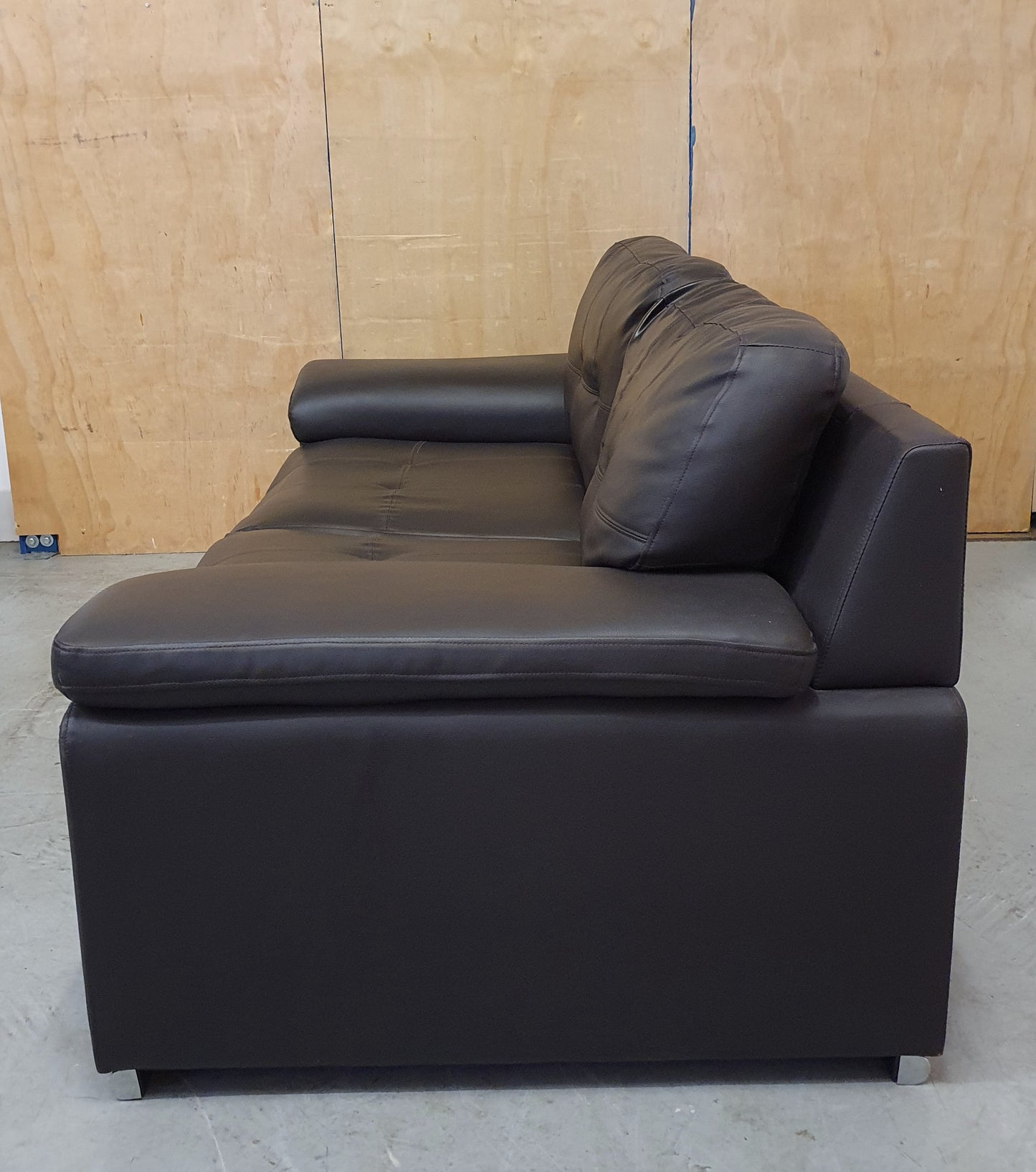 Dark Brown Faux Leather 2 Seater Sofa - 040725-14