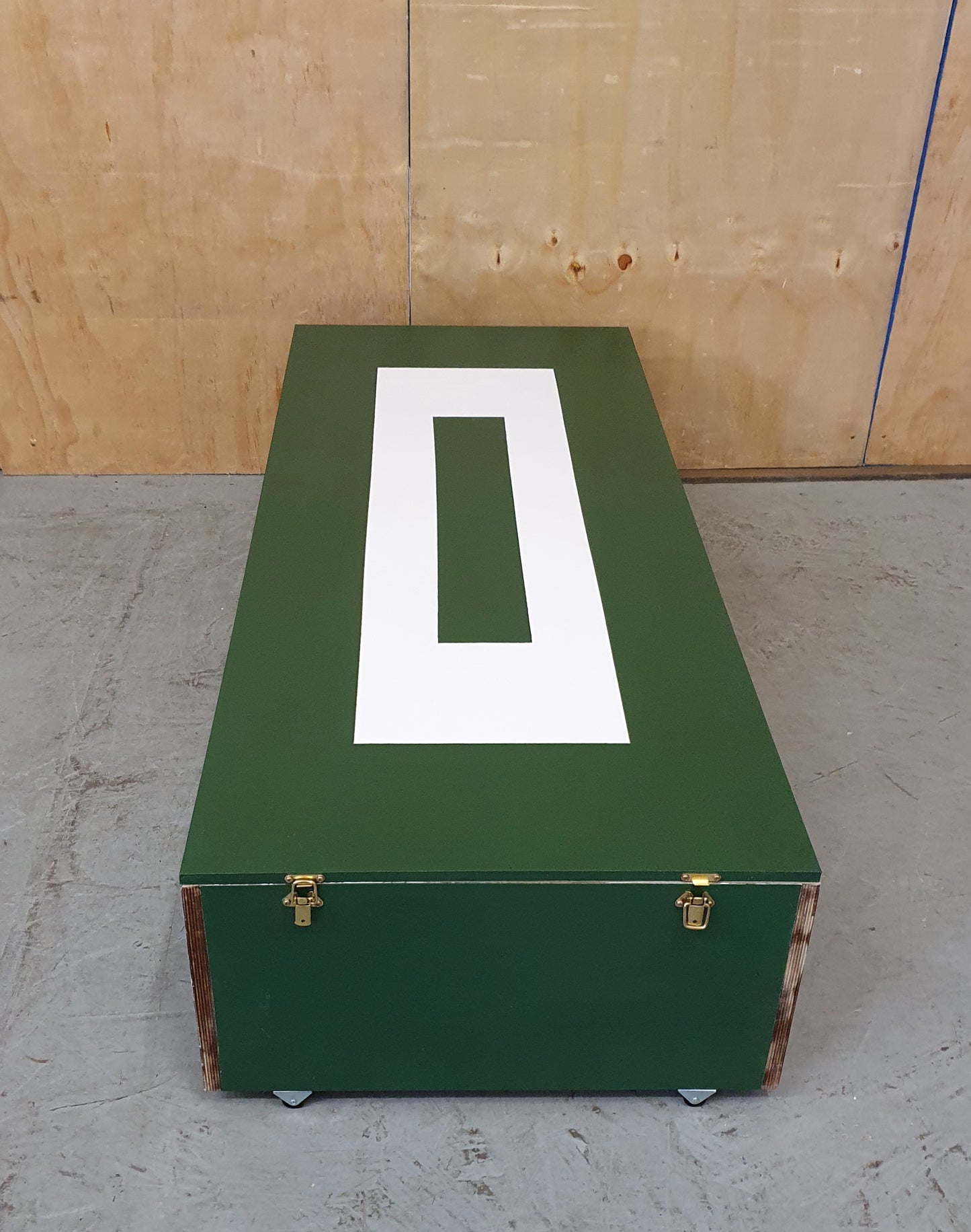 Dark Green Wooden Storage Trunk/Box with Removable Lid and Castor Wheels - 010525-02