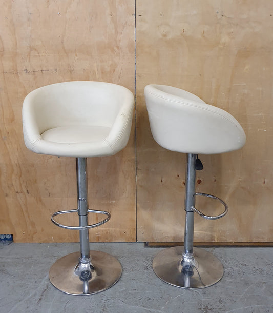 2 Matching Cream Faux Leather Bar Stools - EL104231 / EL104232