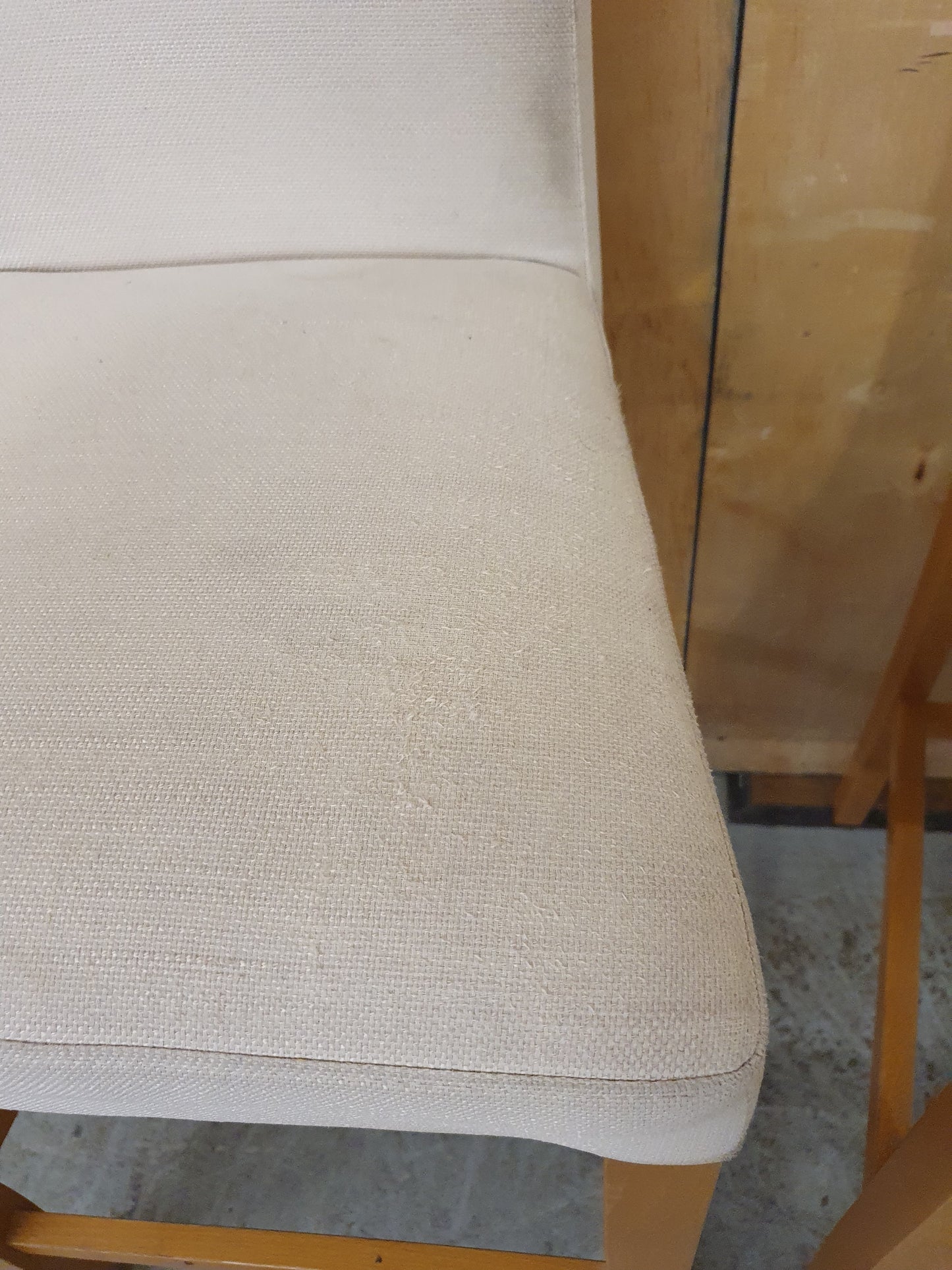 2 Matching Cream Fabric Covered Bar Stools - EL104227 / EL104228