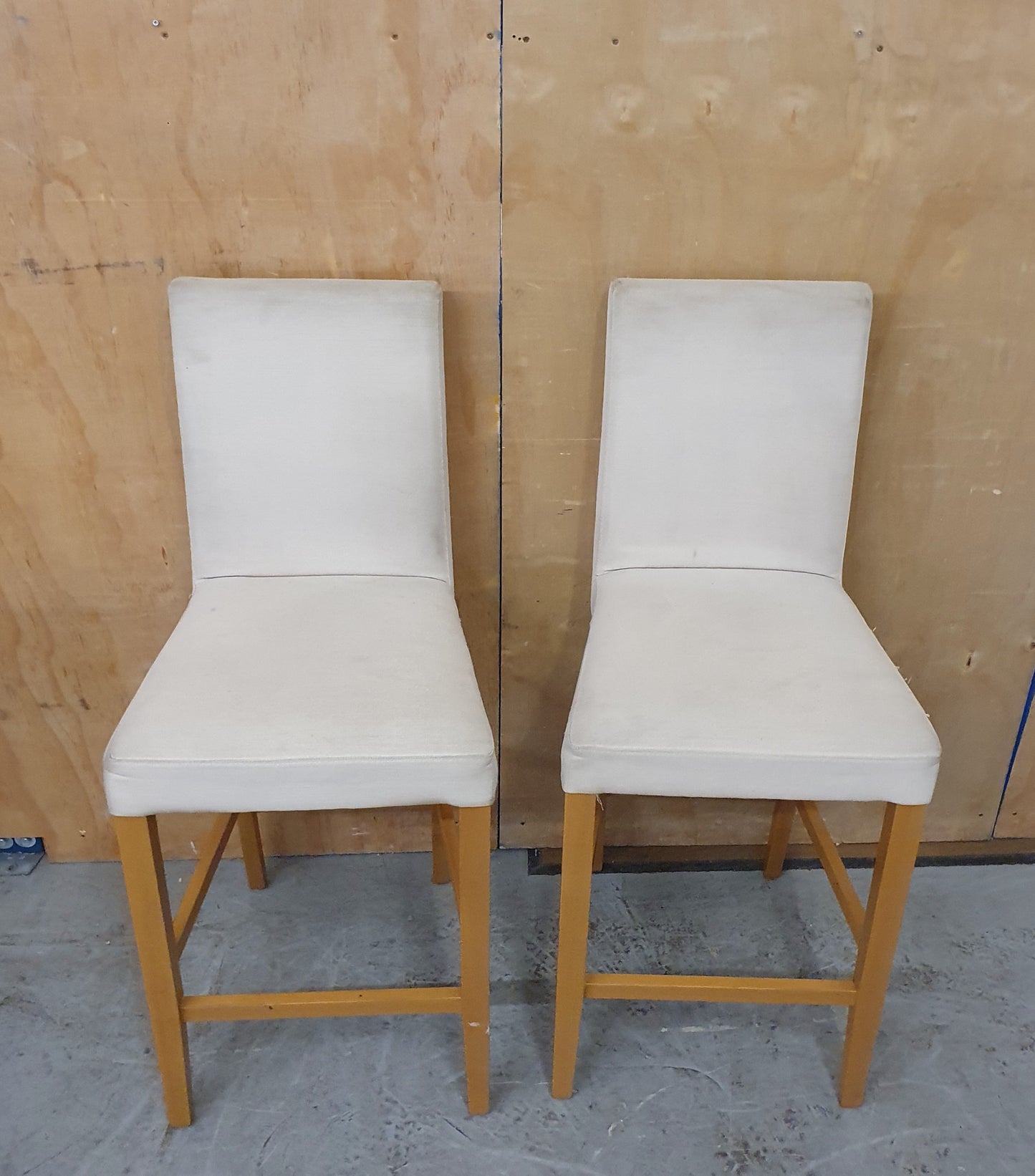2 Matching Cream Fabric Covered Bar Stools - EL104227 / EL104228