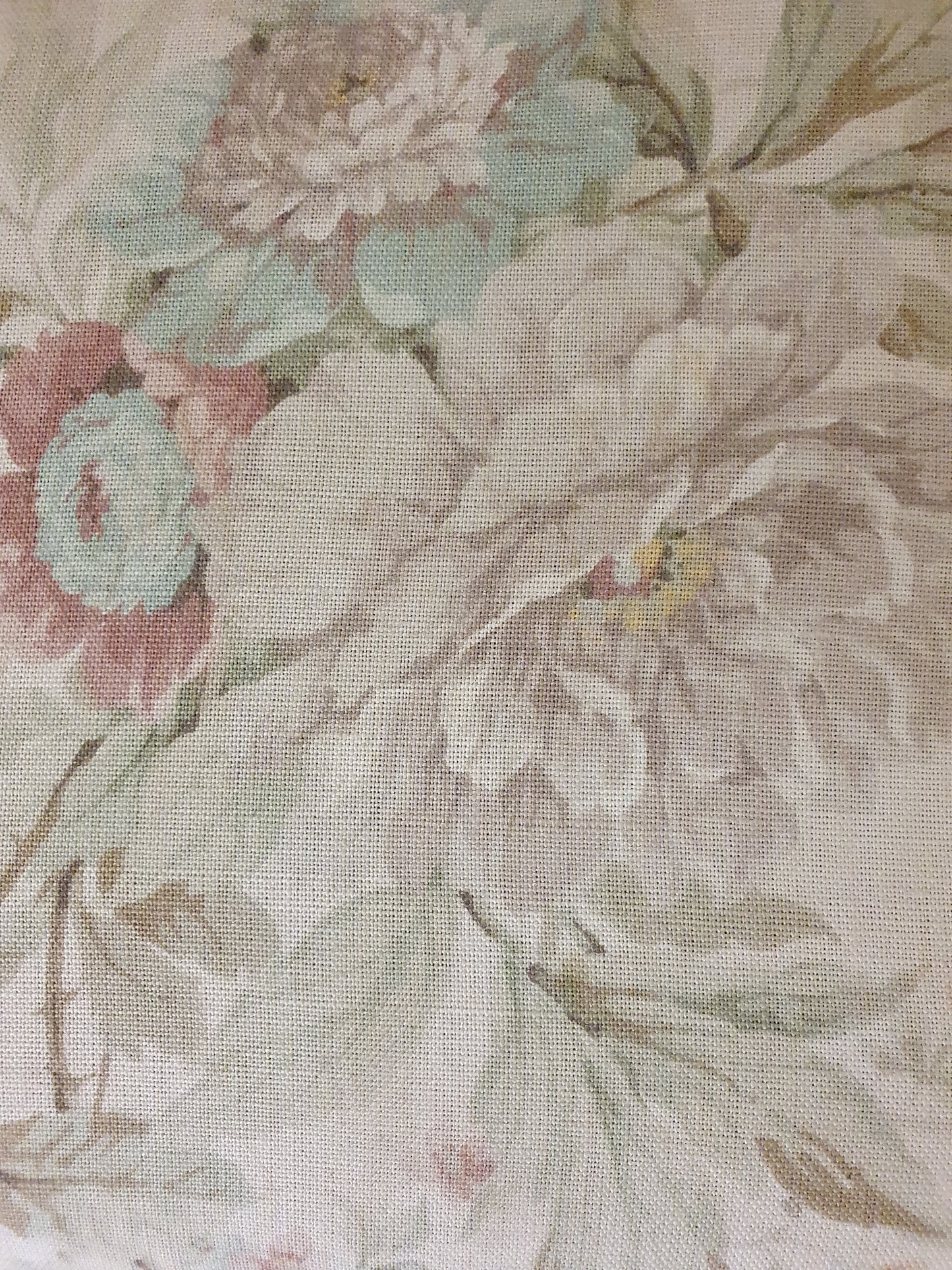 Small Mahogany Frame Foot Stool with Floral Fabric Seat Cover - EL104483