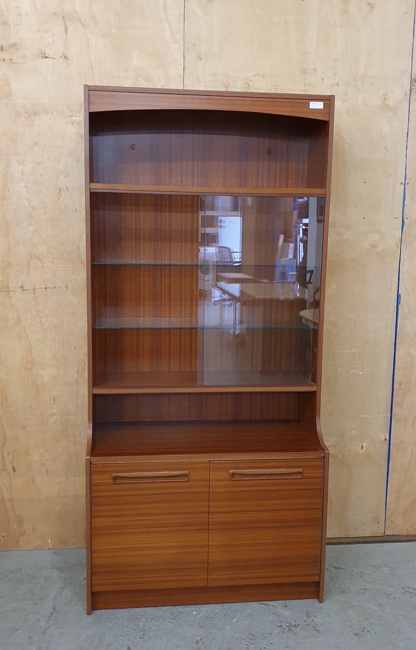Vintage Glass Display Cabinet with Bottom Cabinet and Glass Shelves - 104463