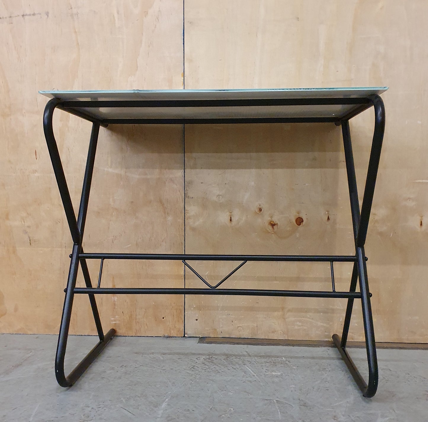 Tempered Glass Top Metal Base Desk with World Map Dotted Design - 103677