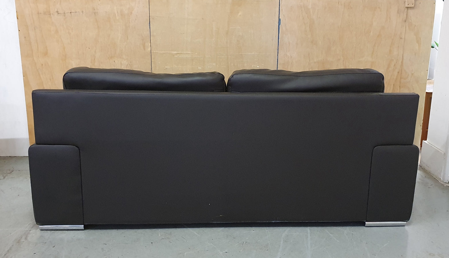 Dark Brown Faux Leather 2 Seater Sofa - 040725-14