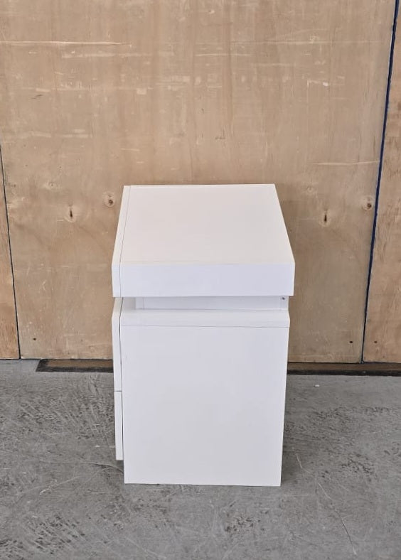 Single White Bedside Cabinet with 2 Drawers and Top Open Section - 104616