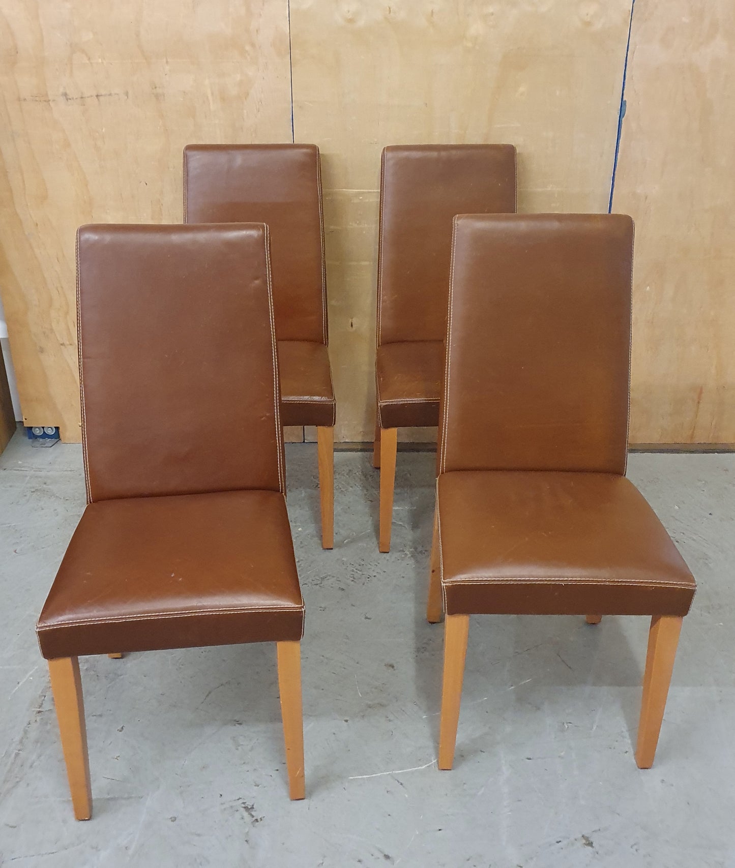 4 Matching Brown Leather Dining Chairs - EL104505 / EL104506 / EL104507 / EL104508