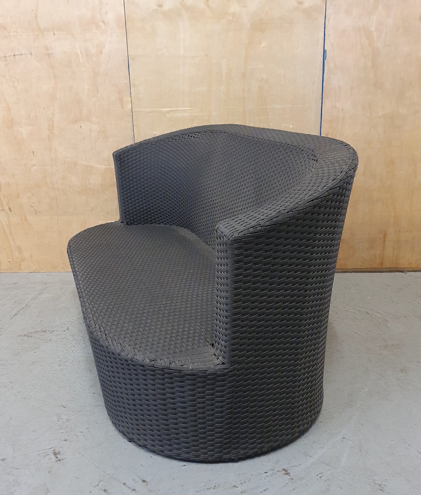 Dark Grey Oval Shape Plastic Weaved Garden Sofa - EL104055