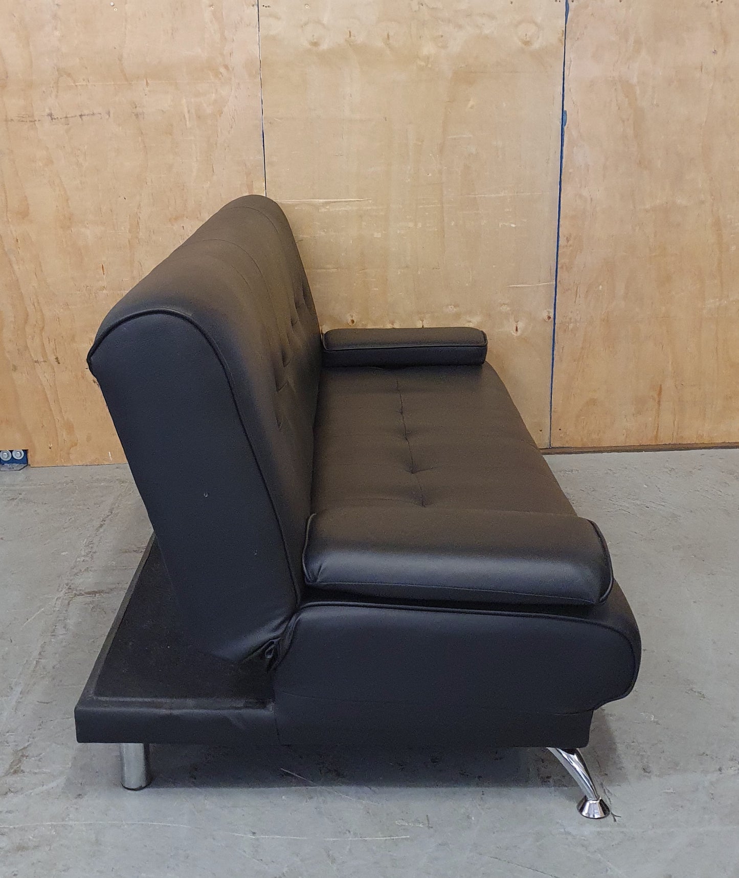 Black Faux Leather Click-Clak Sofa Bed - 104765