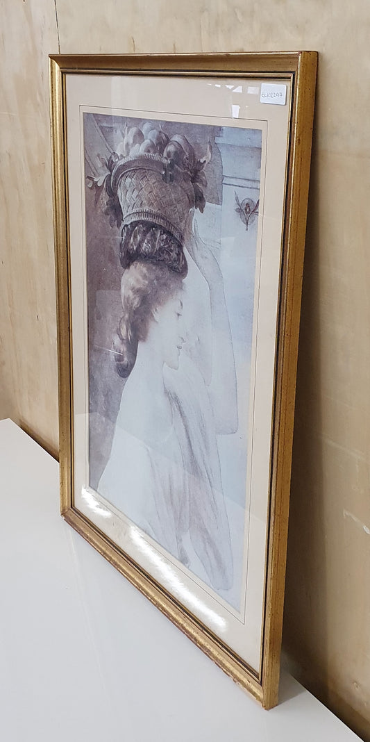 EUCHARIS "A Girl with a Basket" Art Print in Gold Frame - EL102297