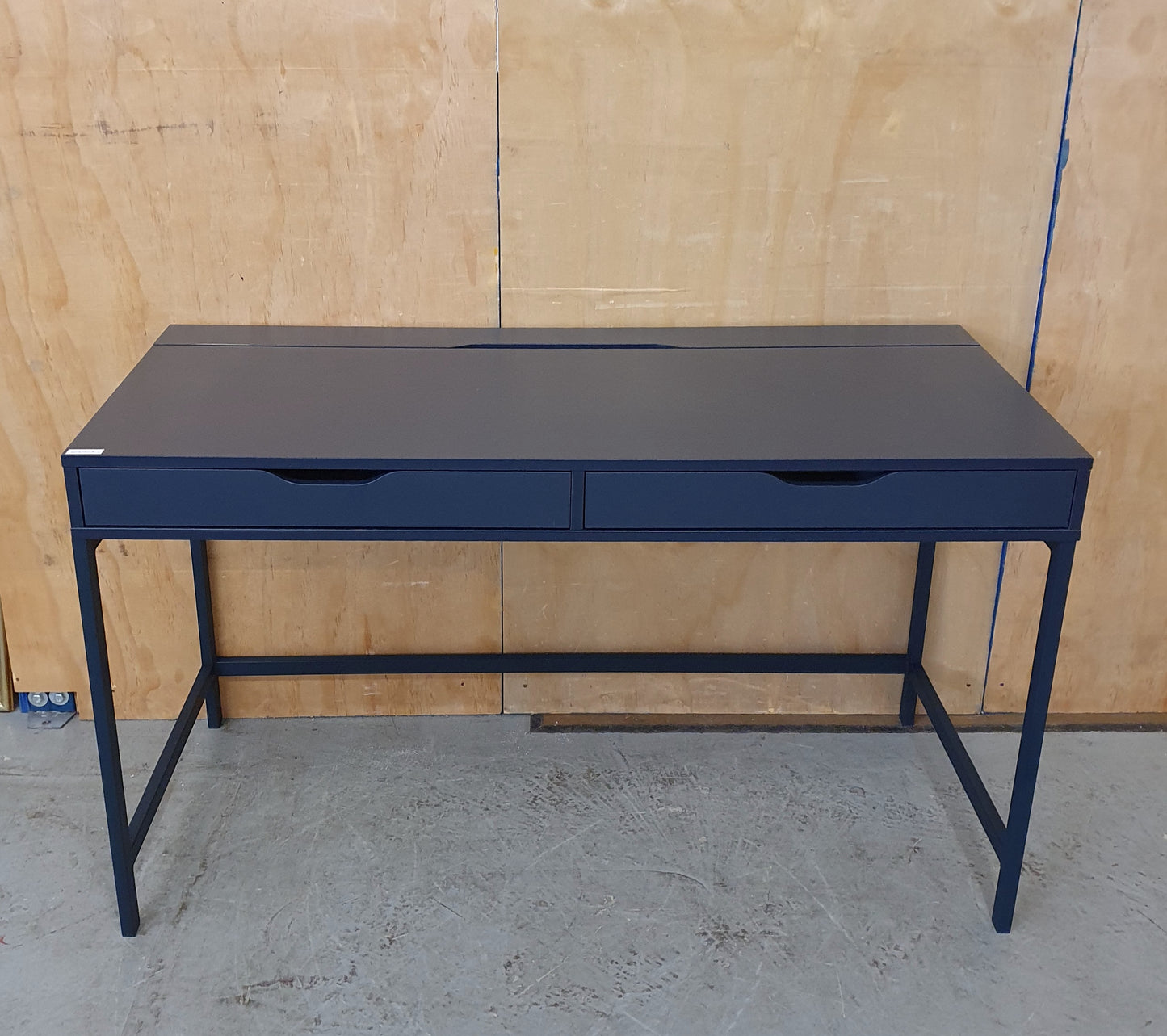 IKEA ALEX Navy Blue Desk with Back Panel Section and 2 Drawers - 103908