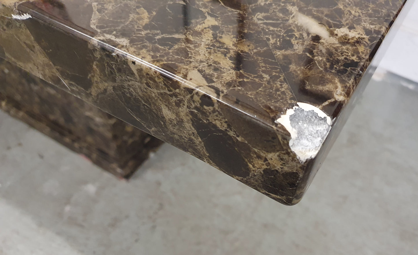 Large Heavy Brown Faux Marble Dining Table - 104429