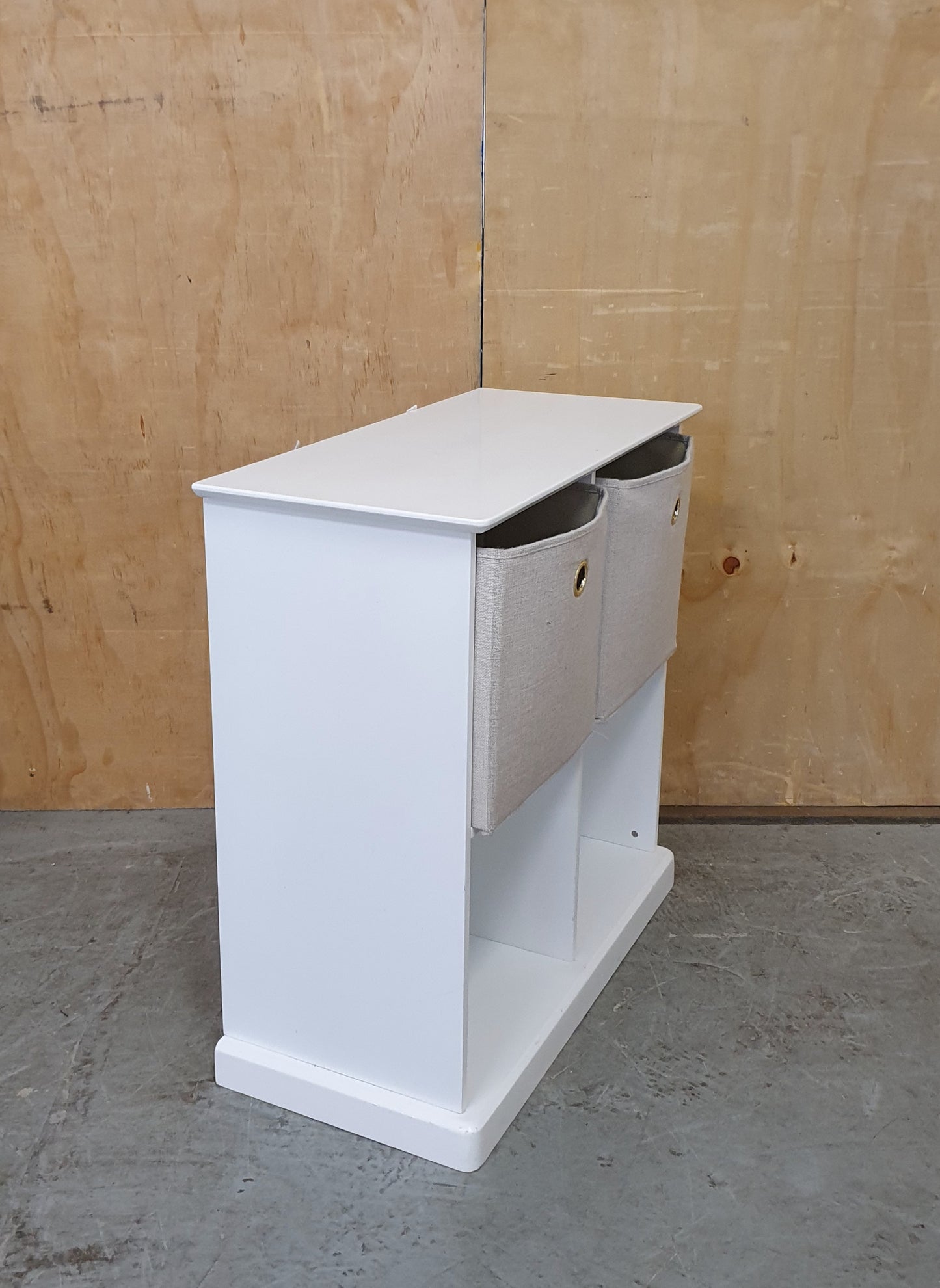 Small 4 Cubby Hole Shelving Unit with 2 Canvas Storage Boxes - EL104591