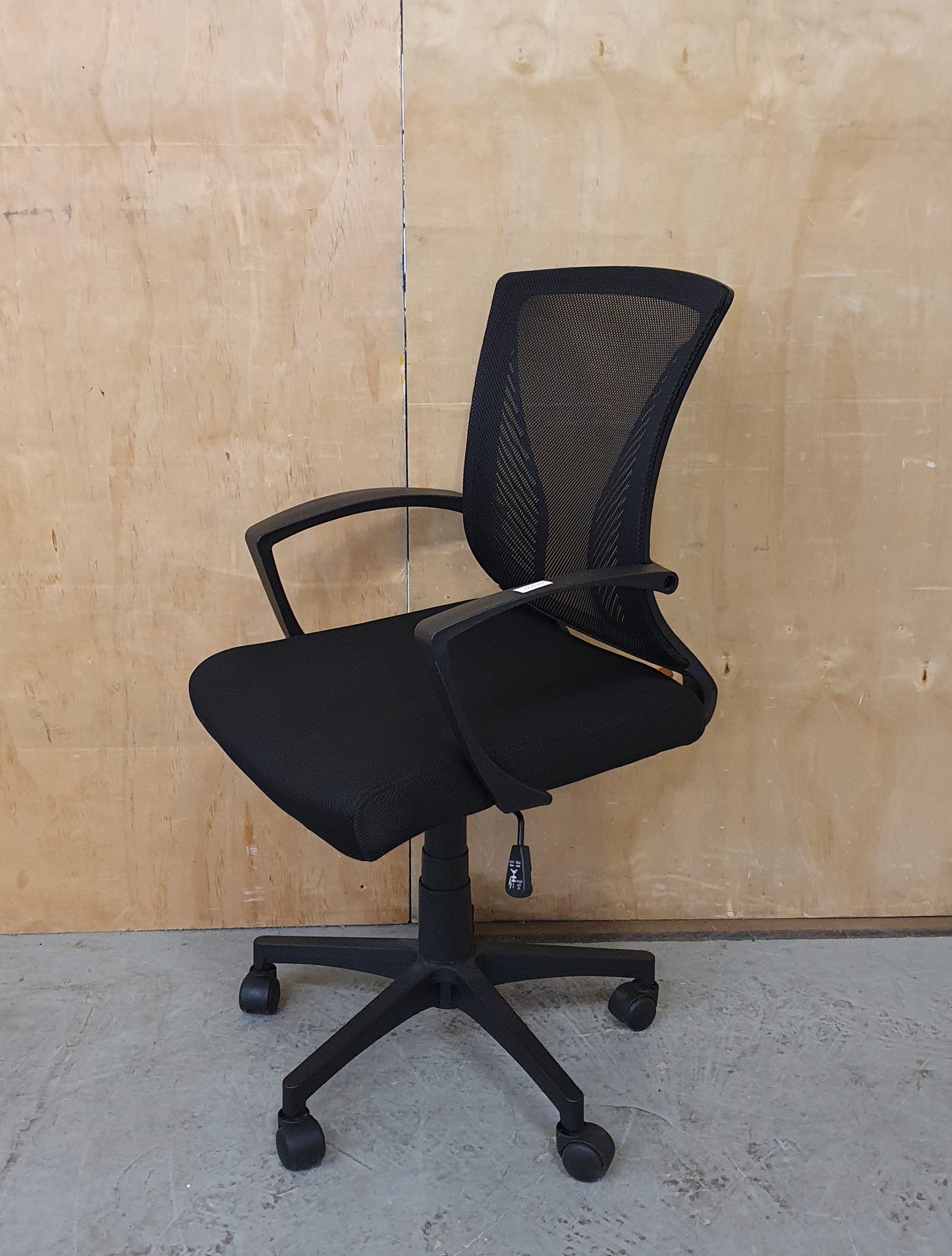 Black Office Chair with Mesh Fabric Back Rest and Castor Wheels - 103850