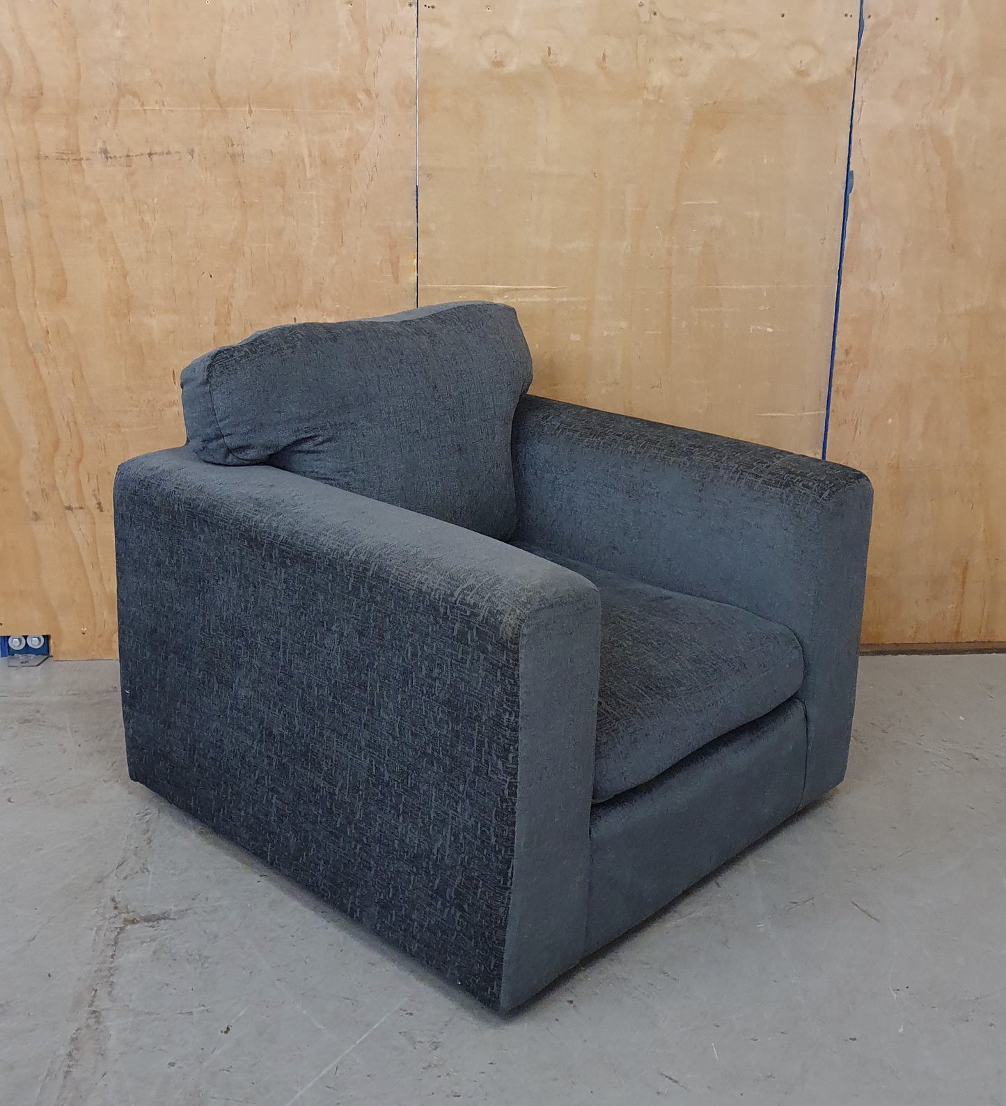 Blue Soft Fabric Armchair with Removable Back Cushion - 103655