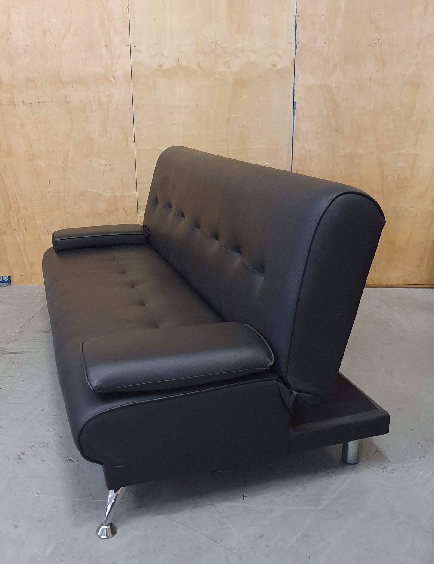Black Faux Leather Click-Clak Sofa Bed - 104765