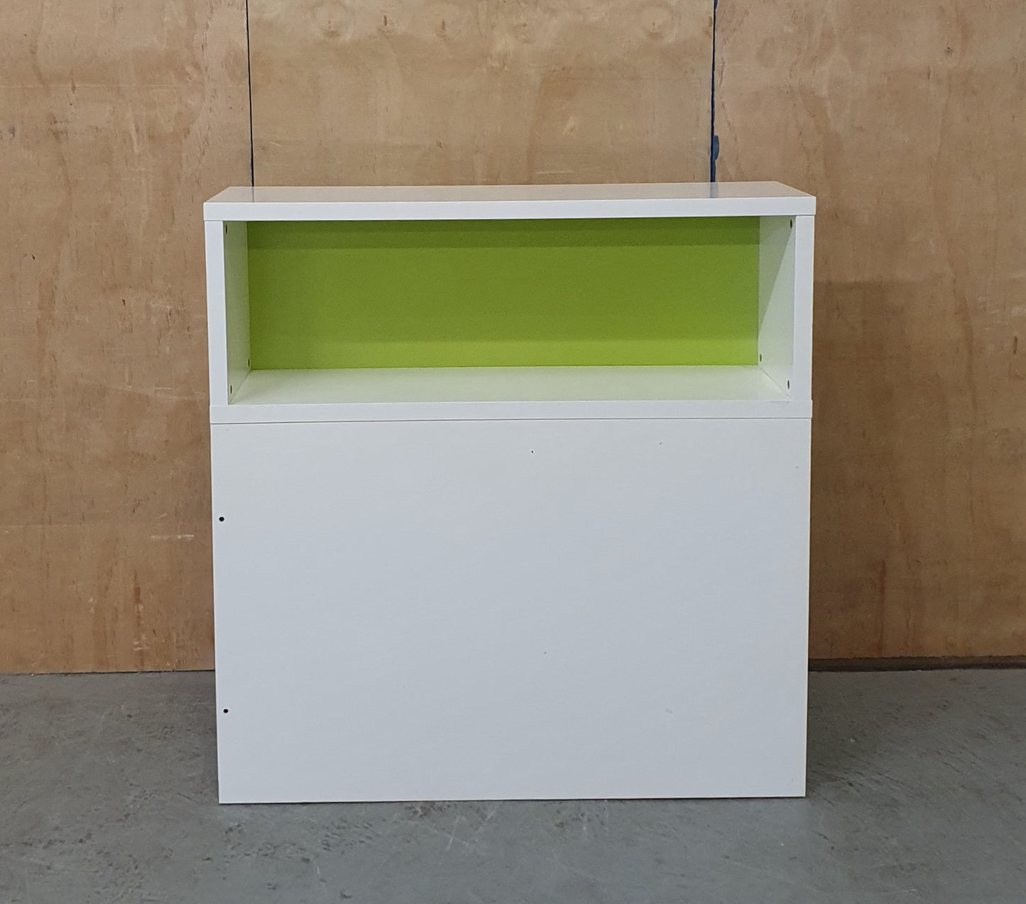 White and Lime Green Wodden Storage Unit with Pull-Out Drawer - EL104357