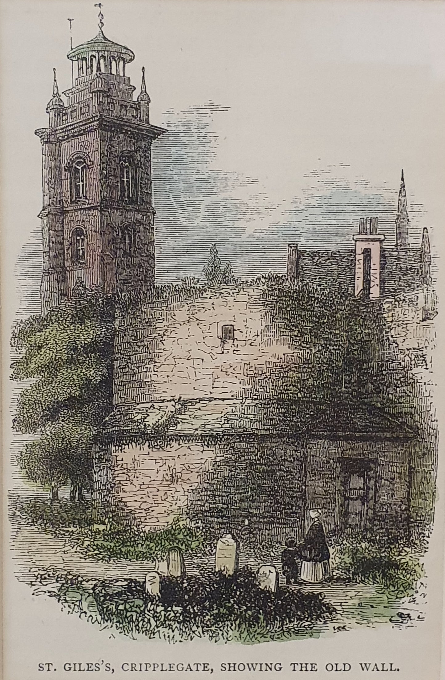 St. Giles, Cripplegate, Showing the Old Wall Vintage Art Print - 103739