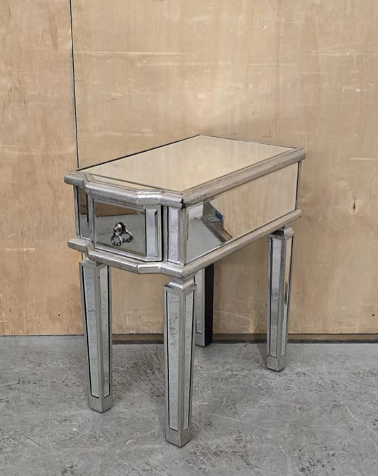 Single Mirrored Bedside Cabinet with Drawer - EL104754