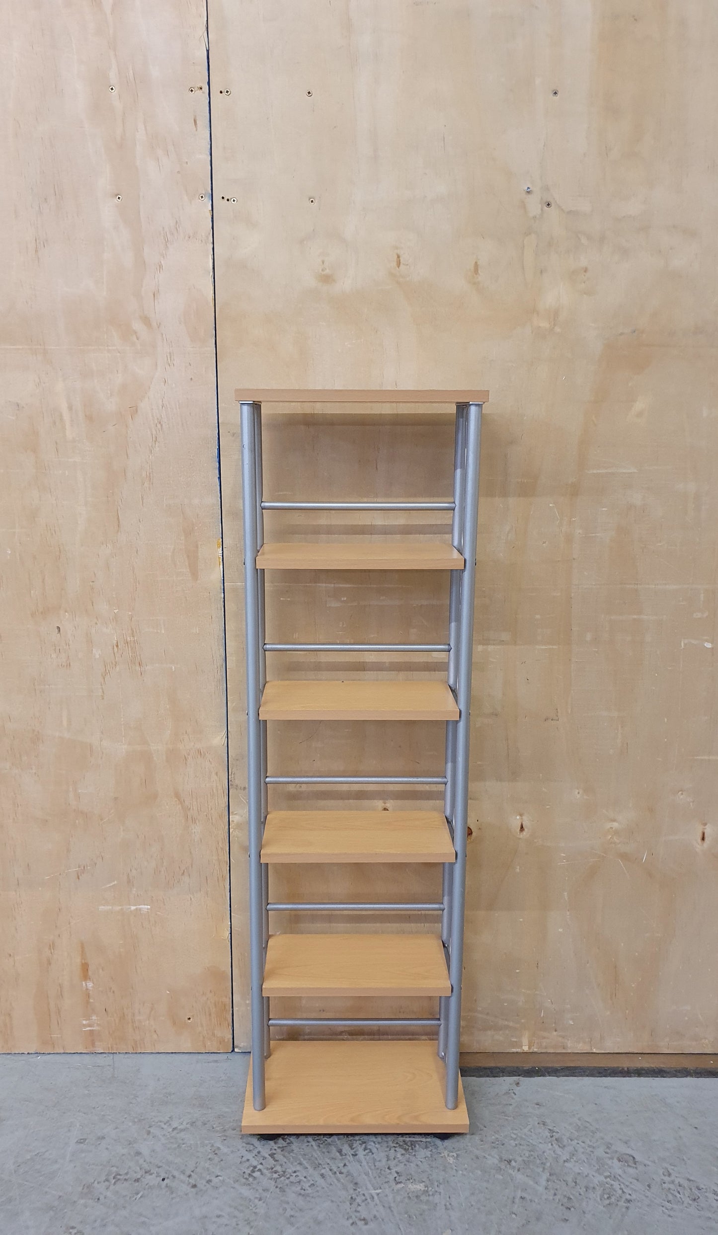 Small Slim Wooden Shelving Unit with Decorative Chrome Frame - 104007