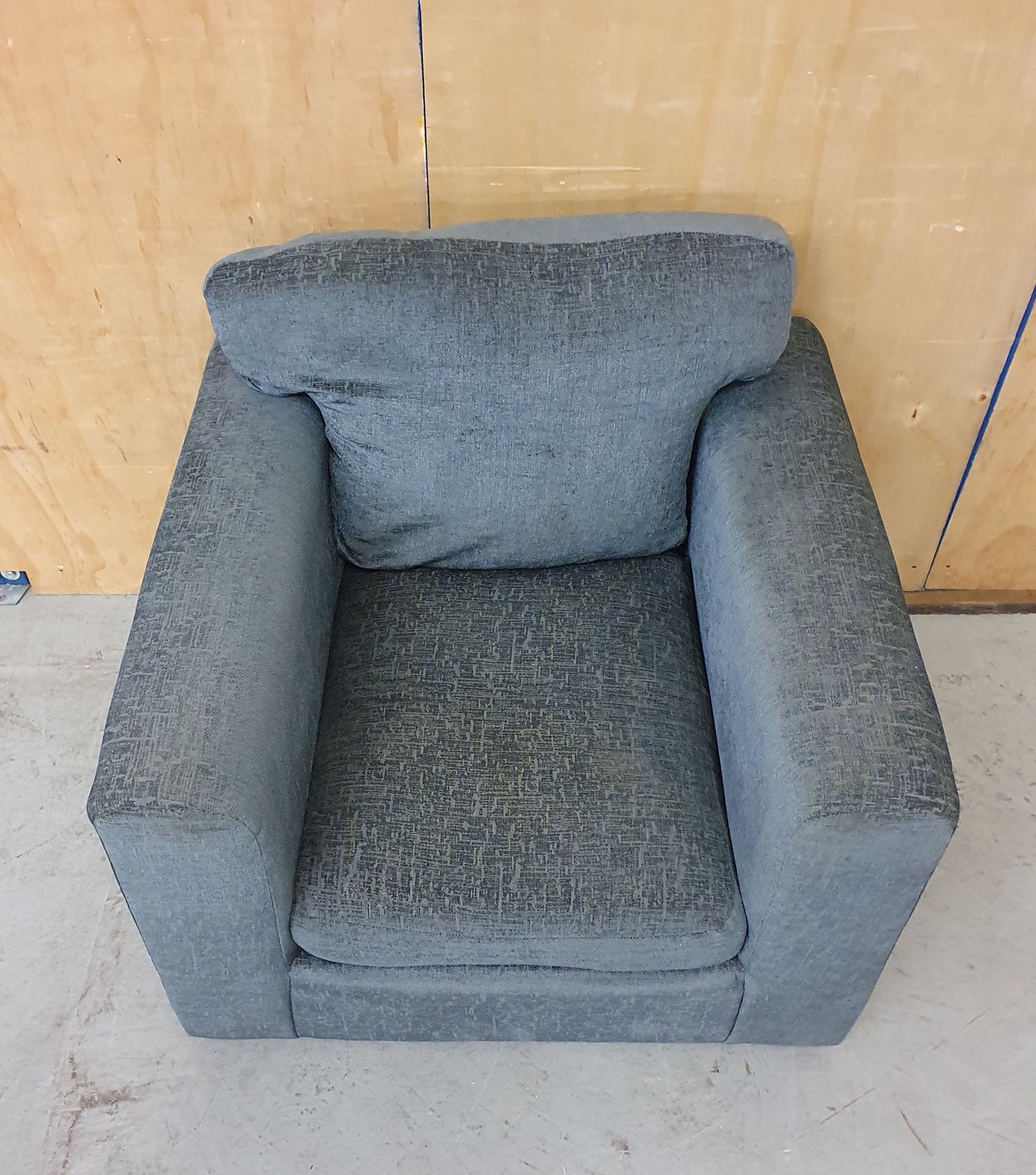 Blue Soft Fabric Armchair with Removable Back Cushion - 103655