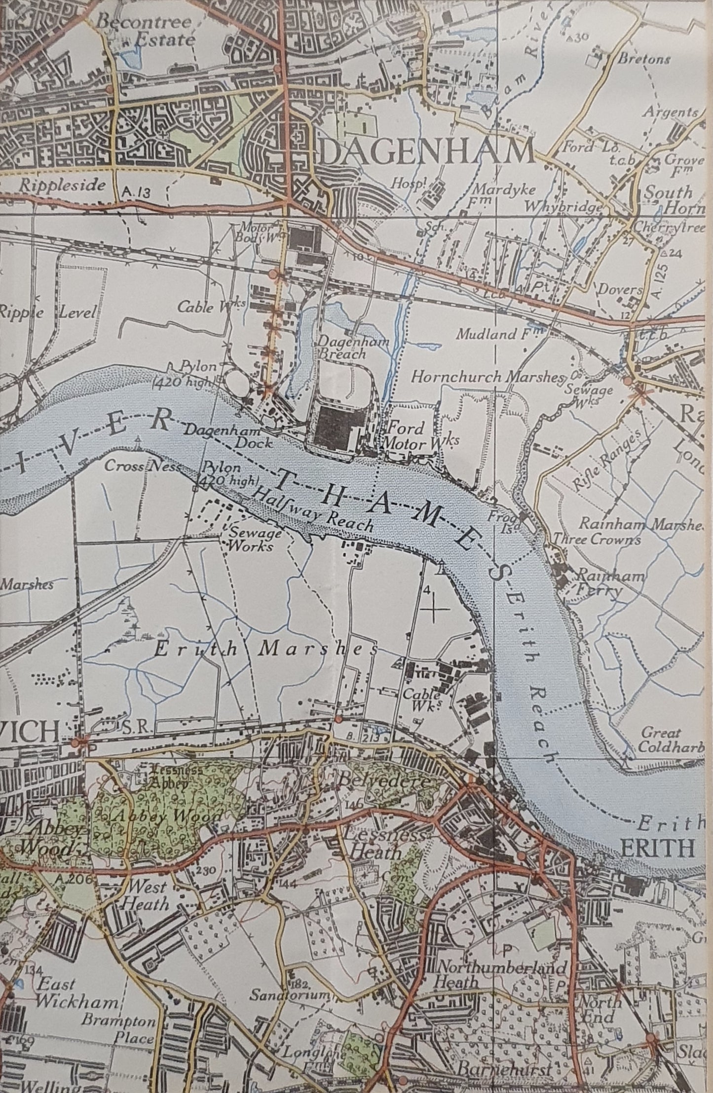 River Thames Map in Black Faux Leather Frame - 050425-02