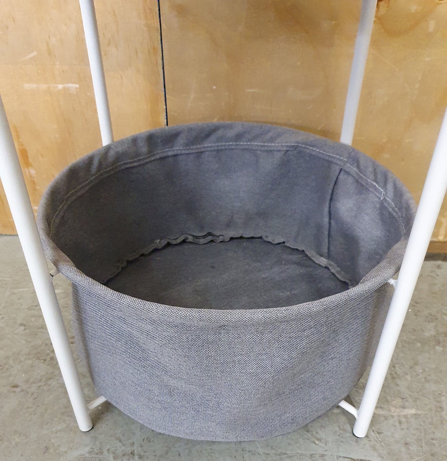 2 Tier Round White Metal Coffee Table with Grey Canvas Storage - 104268