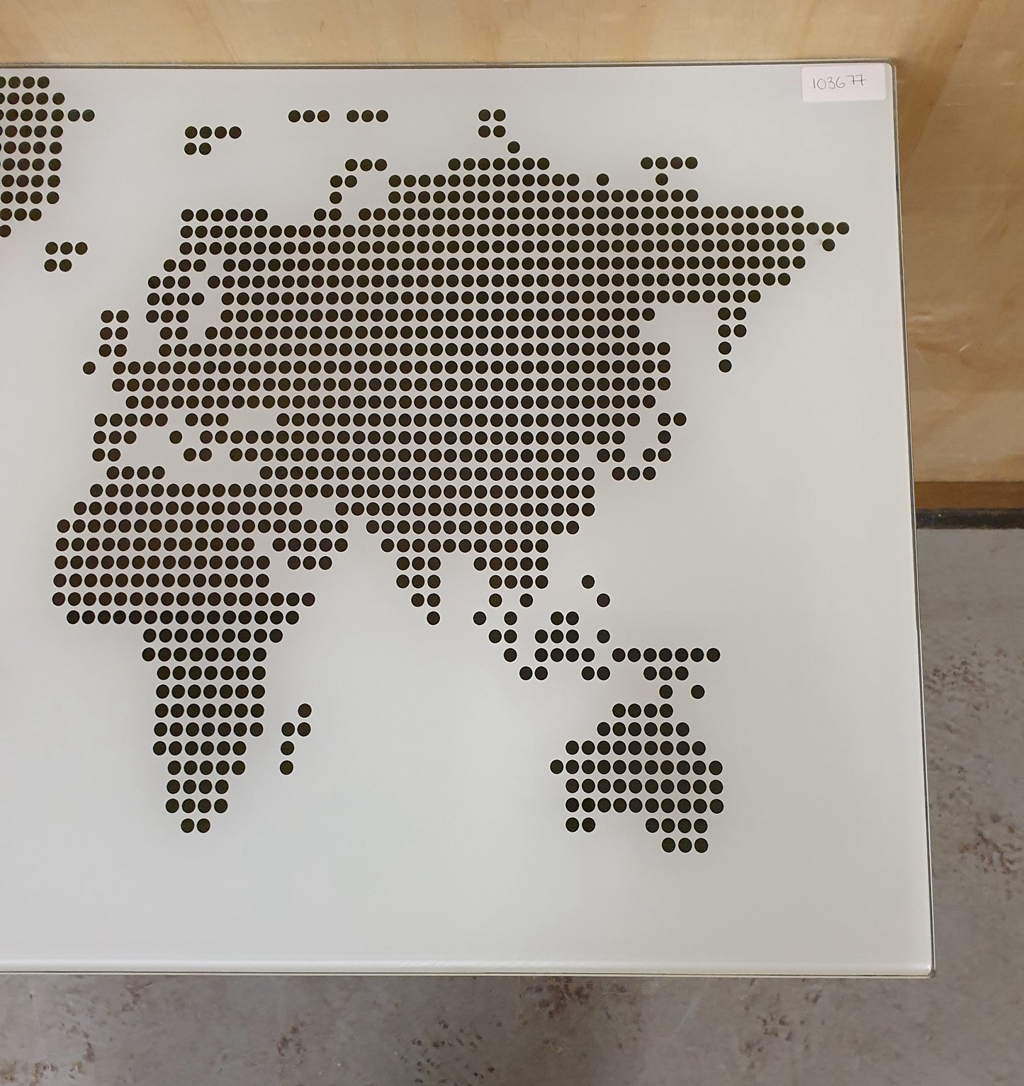 Tempered Glass Top Metal Base Desk with World Map Dotted Design - 103677